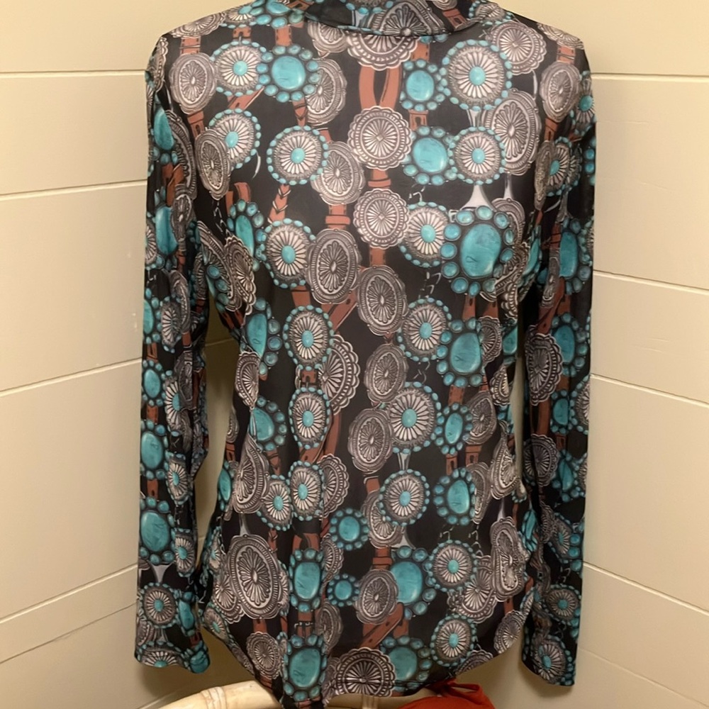 NWT Concho turquoise mesh top